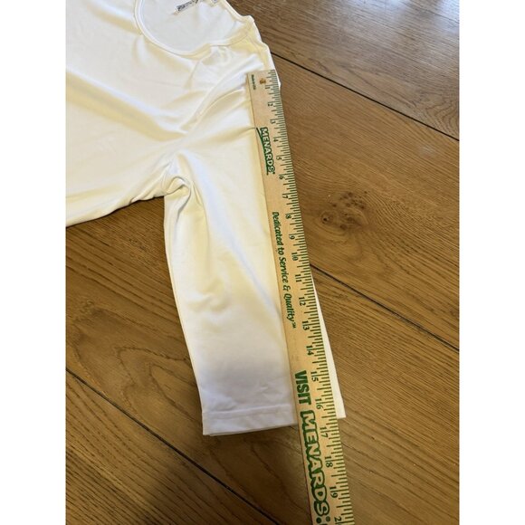 Lulu B Women Medium Shirt White Nylon Spandex Asymmetrical Hem Stretch Preppy - Picture 8 of 12